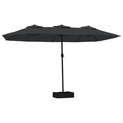 Vidaxl parasol dubbel dak met led 449x265 cm zwart