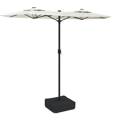 Vidaxl parasol dubbel dak 316x145 cm zandwit