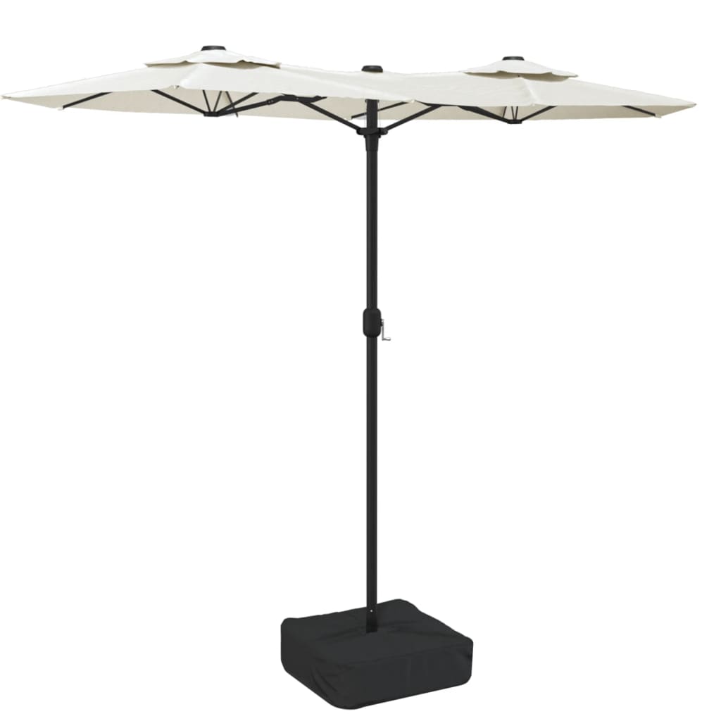 Vidaxl parasol dubbel dak met led 316x145 cm zandwit