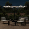 Vidaxl parasol dubbel dak met led 316x145 cm zandwit