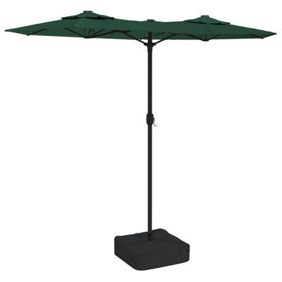 Vidaxl parasol dubbel met led's 316x145 cm groen
