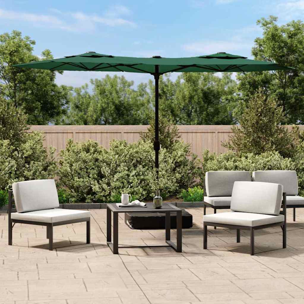 Vidaxl parasol dubbel met led's 316x145 cm groen