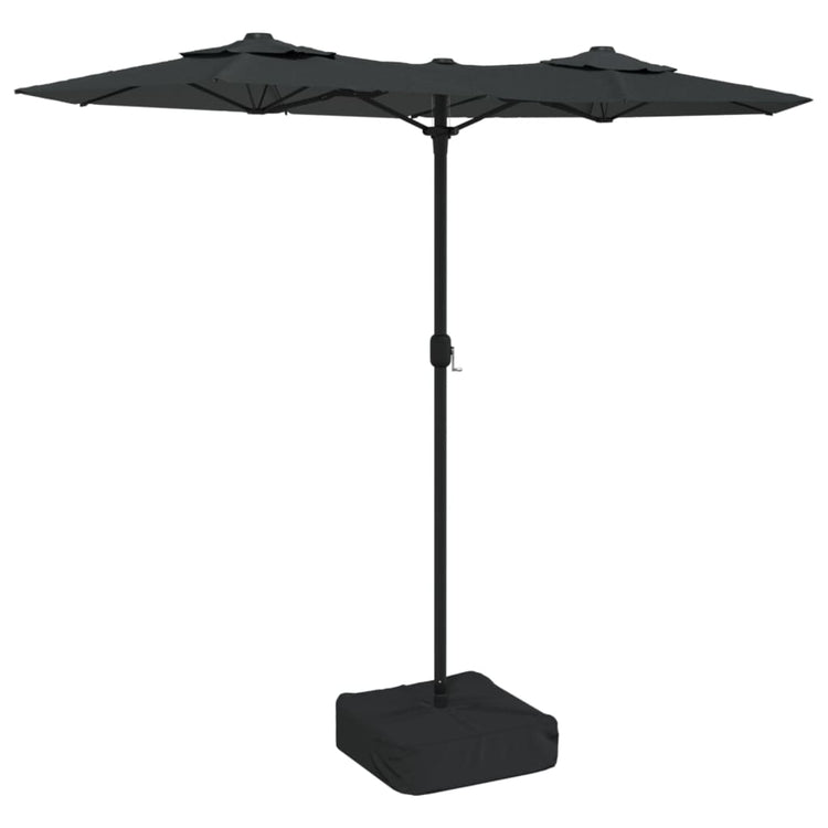 Vidaxl parasol dubbel dak met led's 316x145 cm antracietkleurig