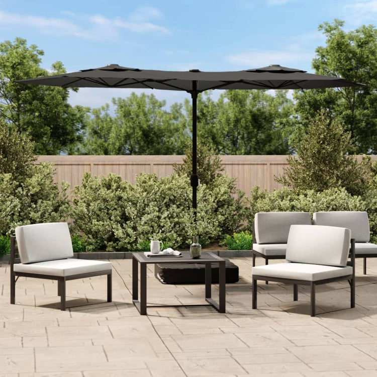 Vidaxl parasol dubbel dak met led's 316x145 cm antracietkleurig