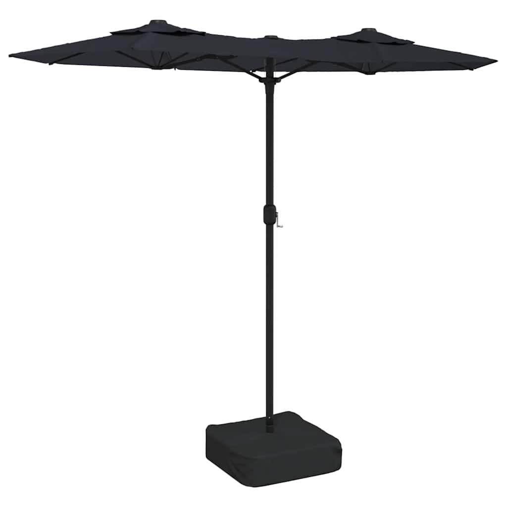 Vidaxl parasol dubbel dak met led's 316x145 cm zwart