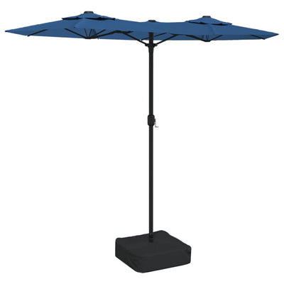 Vidaxl parasol dubbel dak met led 316x145 cm azuurblauw