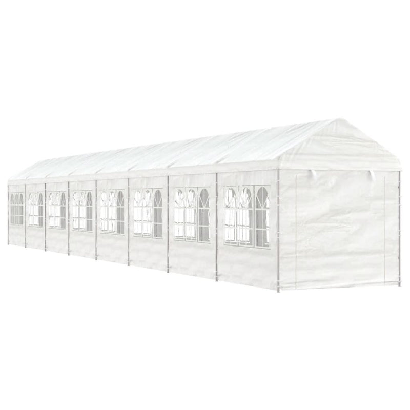 VidaXL Prieel met dak 17,84x2,28x2,69 m polyetheen wit