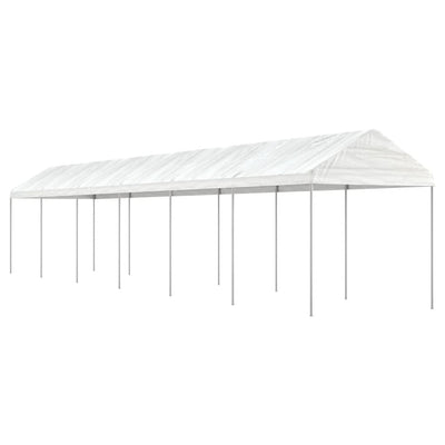 VidaXL Prieel met dak 13,38x2,28x2,69 m polyetheen wit