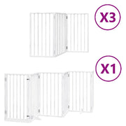 Vidaxl hondenhek inklapbaar met deur 15 panelen 750cm populierhout wit - afbeelding 2