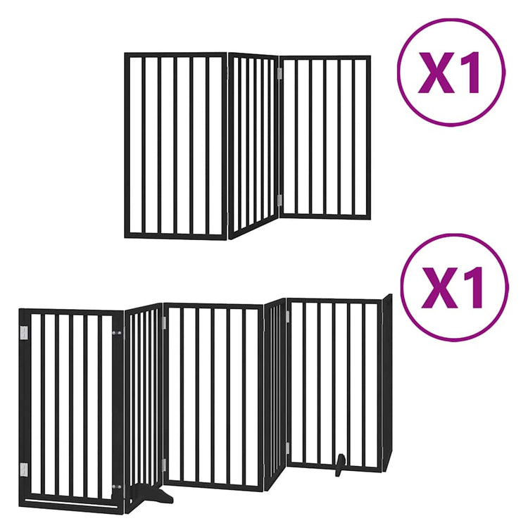 Vidaxl hondenhek inklapbaar 9 panelen 450 cm populierenhout zwart