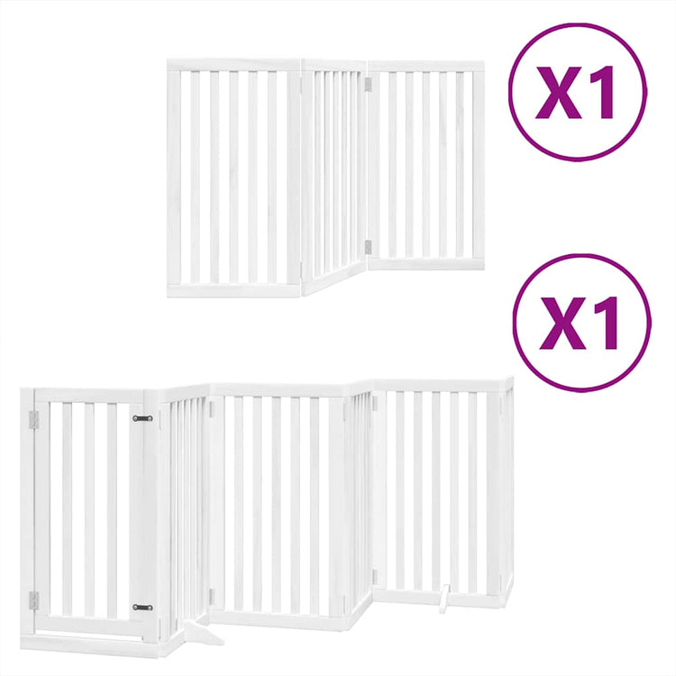 Vidaxl hondenhek inklapbaar met deur 9 panelen 450 cm populierhout wit