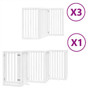 Vidaxl hondenhek inklapbaar met deur 15 panelen 750cm populierhout wit - afbeelding 2