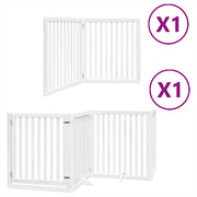Vidaxl hondenhek inklapbaar met deur 6 panelen 480 cm populierhout wit - afbeelding 2
