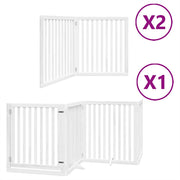 Vidaxl hondenhek inklapbaar met deur 8 panelen 640 cm populierhout wit - afbeelding 2