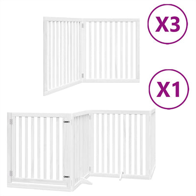 Vidaxl hondenhek inklapbaar met deur 10 panelen 800cm populierhout wit