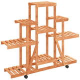 Vidaxl plantenstandaard met wielen 110x25x101 cm massief vurenhout - afbeelding 2