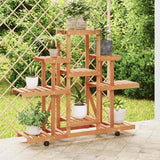 Vidaxl plantenstandaard met wielen 110x25x101 cm massief vurenhout - afbeelding 1