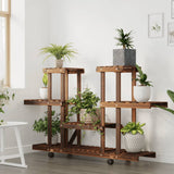 Vidaxl plantenstandaard met wielen 110x25x78 cm massief vurenhout - afbeelding 3