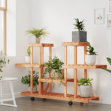 Vidaxl plantenstandaard met wielen 110x25x78 cm massief vurenhout - afbeelding 3