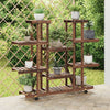 Vidaxl plantenstandaard met wielen 110x25x115 cm massief vurenhout