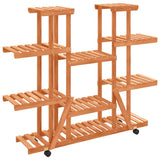 Vidaxl plantenstandaard met wielen 110x25x115 cm massief vurenhout - afbeelding 2