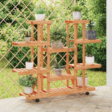 Vidaxl plantenstandaard met wielen 110x25x115 cm massief vurenhout - afbeelding 1