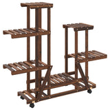Vidaxl plantenstandaard met wielen 95x25x101 cm massief vurenhout - afbeelding 2