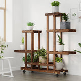 Vidaxl plantenstandaard met wielen 95x25x101 cm massief vurenhout - afbeelding 3