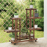 Vidaxl plantenstandaard met wielen 95x25x101 cm massief vurenhout - afbeelding 1