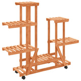 Vidaxl plantenstandaard met wielen 95x25x101 cm massief vurenhout - afbeelding 2