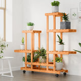 Vidaxl plantenstandaard met wielen 95x25x101 cm massief vurenhout - afbeelding 3