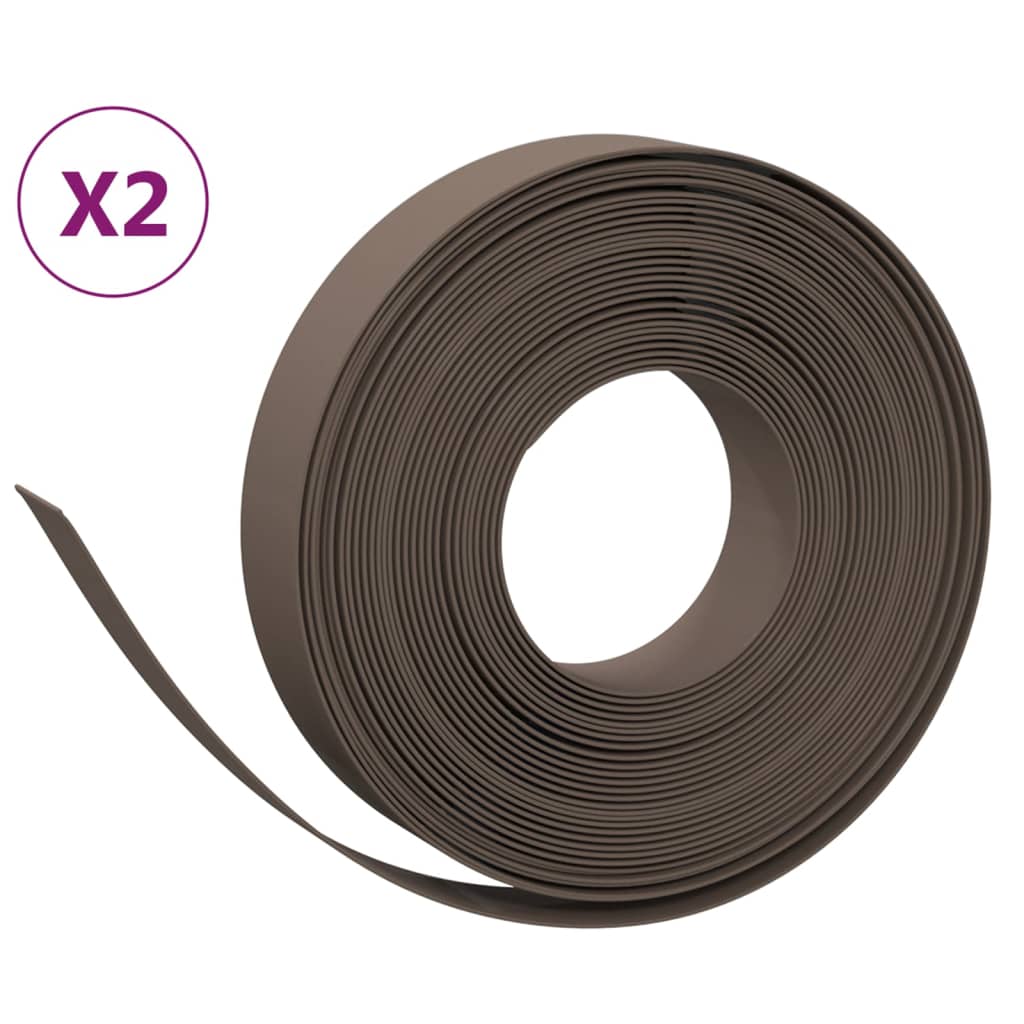 Vidaxl tuinranden 2 st 10 m 10 cm polyetheen bruin