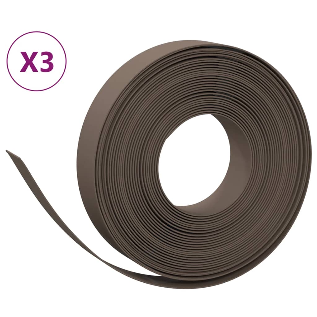 Vidaxl tuinranden 3 st 10 m 10 cm polyetheen bruin