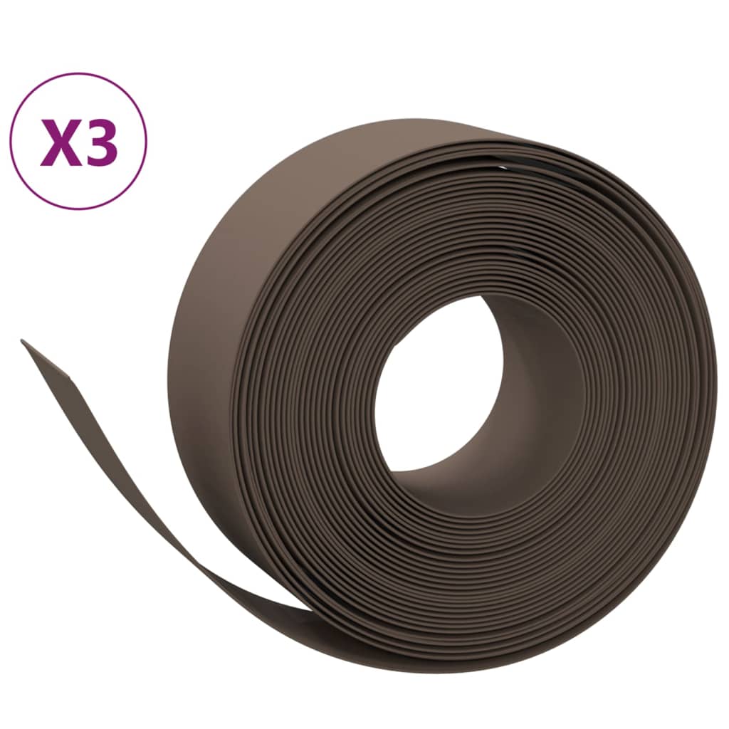 Vidaxl tuinranden 3 st 10 m 20 cm polyetheen bruin