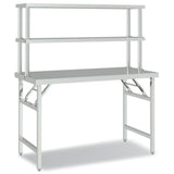 Vidaxl keukenwerktafel met bovenschap 120x60x145 cm roestvrij staal - afbeelding 2