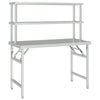 Vidaxl keukenwerktafel met bovenschap 120x60x145 cm roestvrij staal