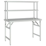 Vidaxl keukenwerktafel met bovenschap 120x60x145 cm roestvrij staal - afbeelding 3