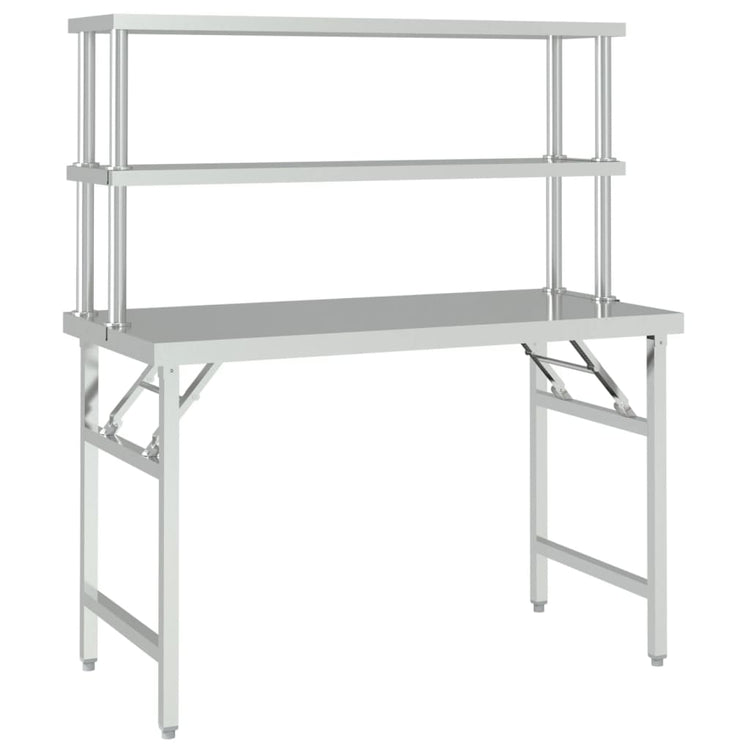 Vidaxl keukenwerktafel met bovenschap 120x60x145 cm roestvrij staal