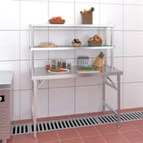 Vidaxl keukenwerktafel met bovenschap 120x60x145 cm roestvrij staal - afbeelding 1