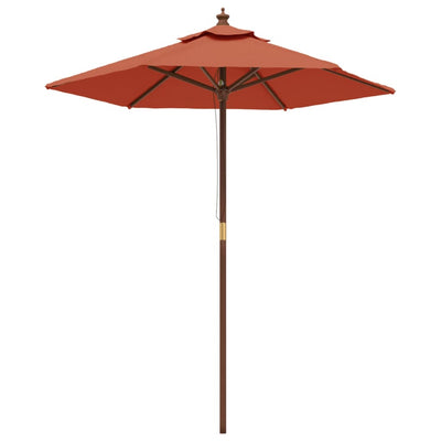Vidaxl parasol met houten paal 196x231 cm terracottakleurig