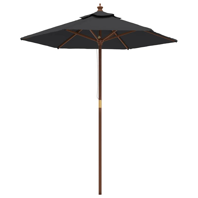 Vidaxl parasol met houten paal 196x231 cm zwart