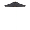 Vidaxl parasol met houten paal 196x231 cm zwart