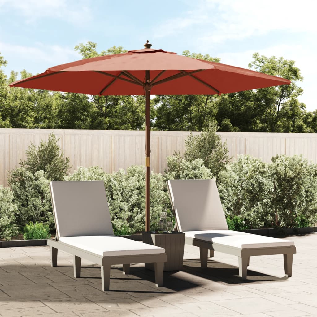 Vidaxl parasol met houten paal 299x240 cm terracottakleurig