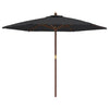 Vidaxl parasol met houten paal 299x240 cm zwart