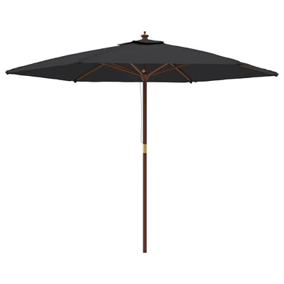 Vidaxl parasol met houten paal 299x240 cm zwart