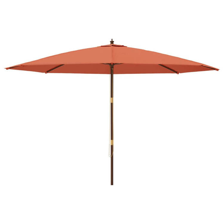 Vidaxl parasol met houten paal 400x273 cm terracottakleurig