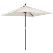 Vidaxl parasol met houten paal 198x198x231 cm zandkleurig - afbeelding 2