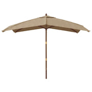 Vidaxl parasol met houten paal 300x300x273 cm taupe - afbeelding 3