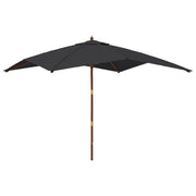 Vidaxl parasol met houten paal 300x300x273 cm zwart - afbeelding 2