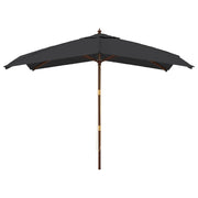 Vidaxl parasol met houten paal 300x300x273 cm zwart - afbeelding 3